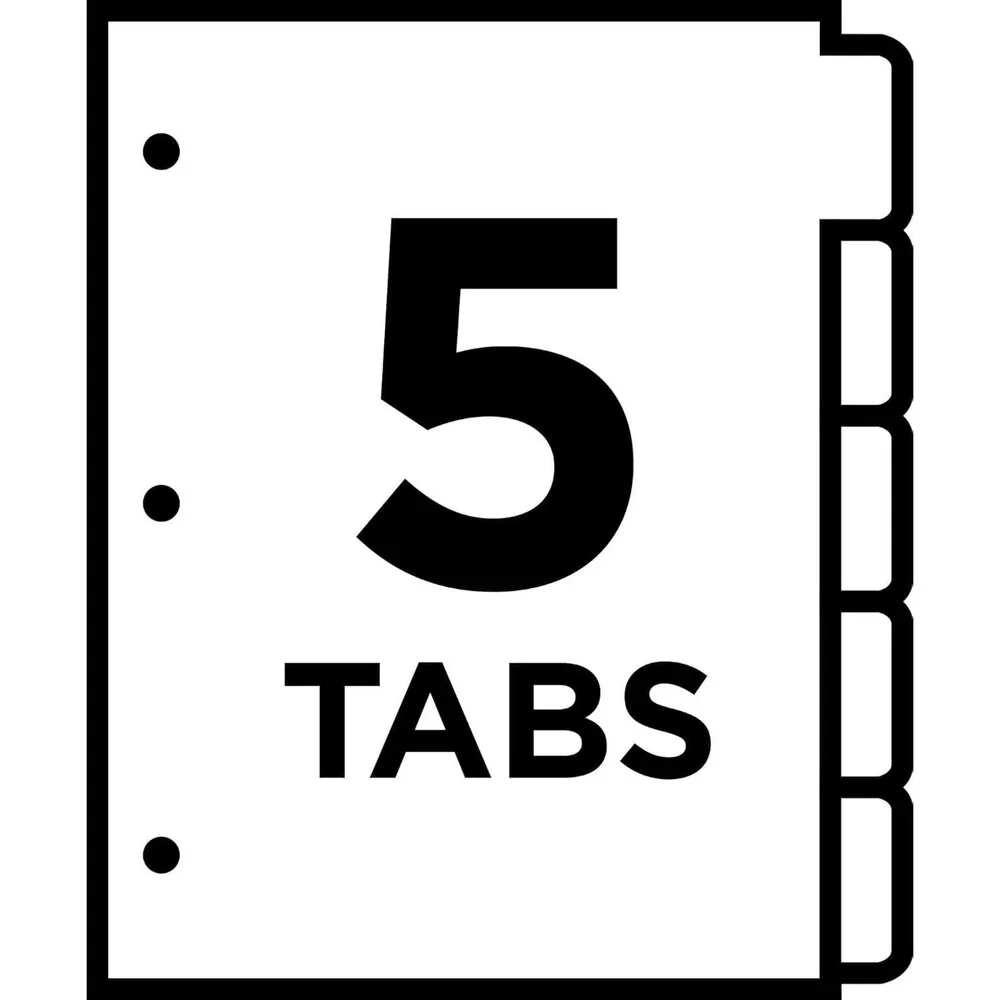 Avery 23075 Big Tab Write & Erase Dividers 5-Tab White 10 Sets Bulk Pack